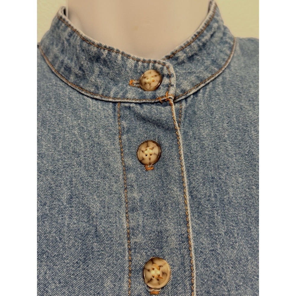 Studio‎ Ease Denim Midi Dress 12 Button Cottagecore Minimalist Pockets Relaxed - Picture 6 of 11